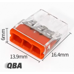 Szybkozłącze kablowe QBA - 3 x wcisk - POMARAŃCZOWY