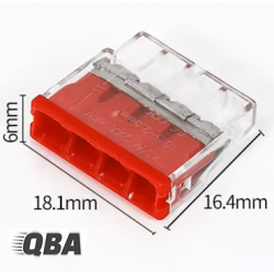 Szybkozłącze kablowe QBA - 4 x wcisk- CZERWONY