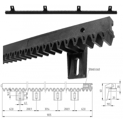 lonowe listwy zębate wzmacniane do bram przesuwnych